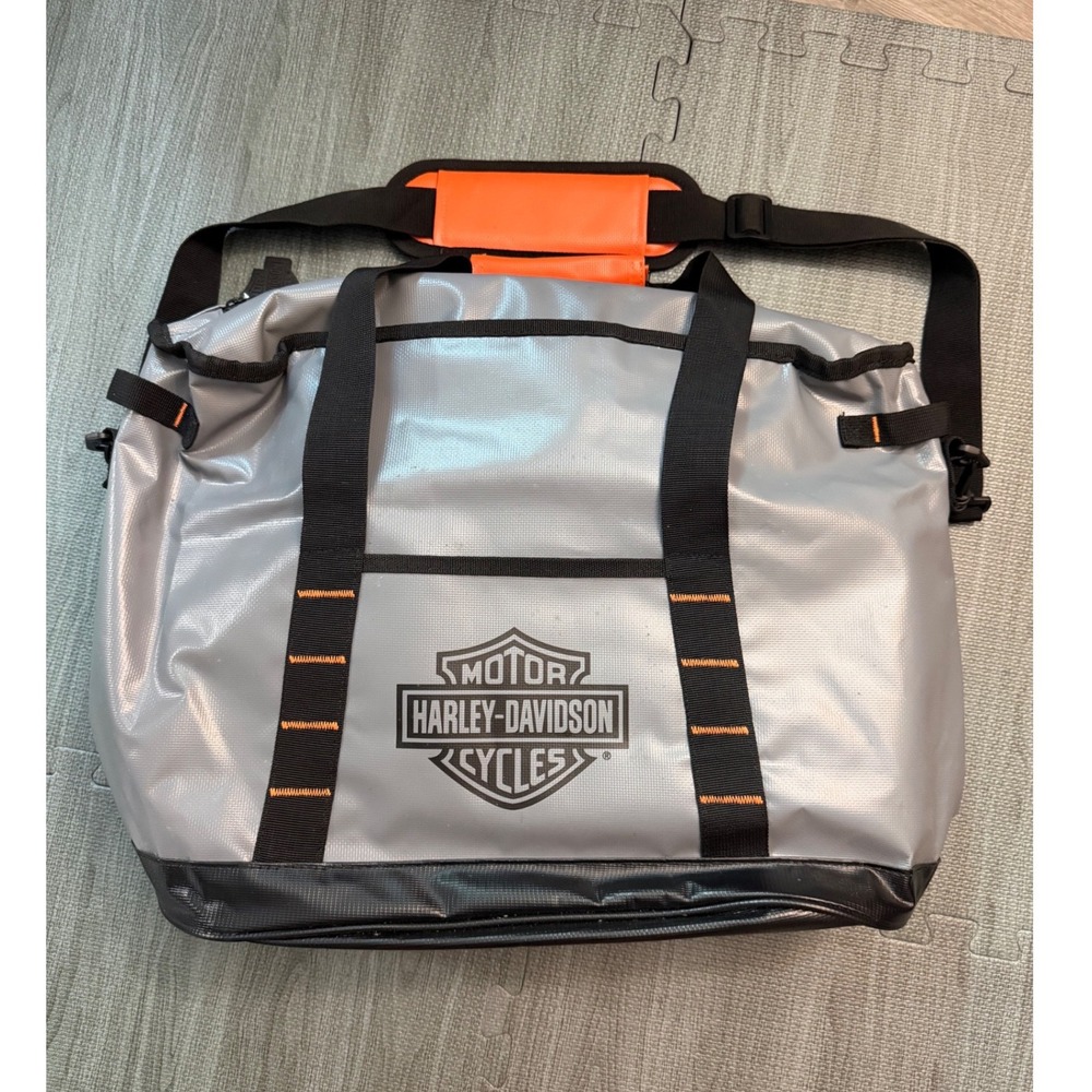 Harley-Davidson Silver Tarpaulin Insulated Soft Cooler Bag Biker Travel Tote